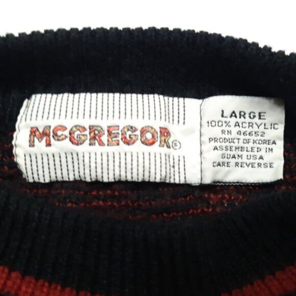 Vintage McGregor Sweater Mens Large Red Long Sleeve Pullover 48 in Chest - Picture 13 of 14